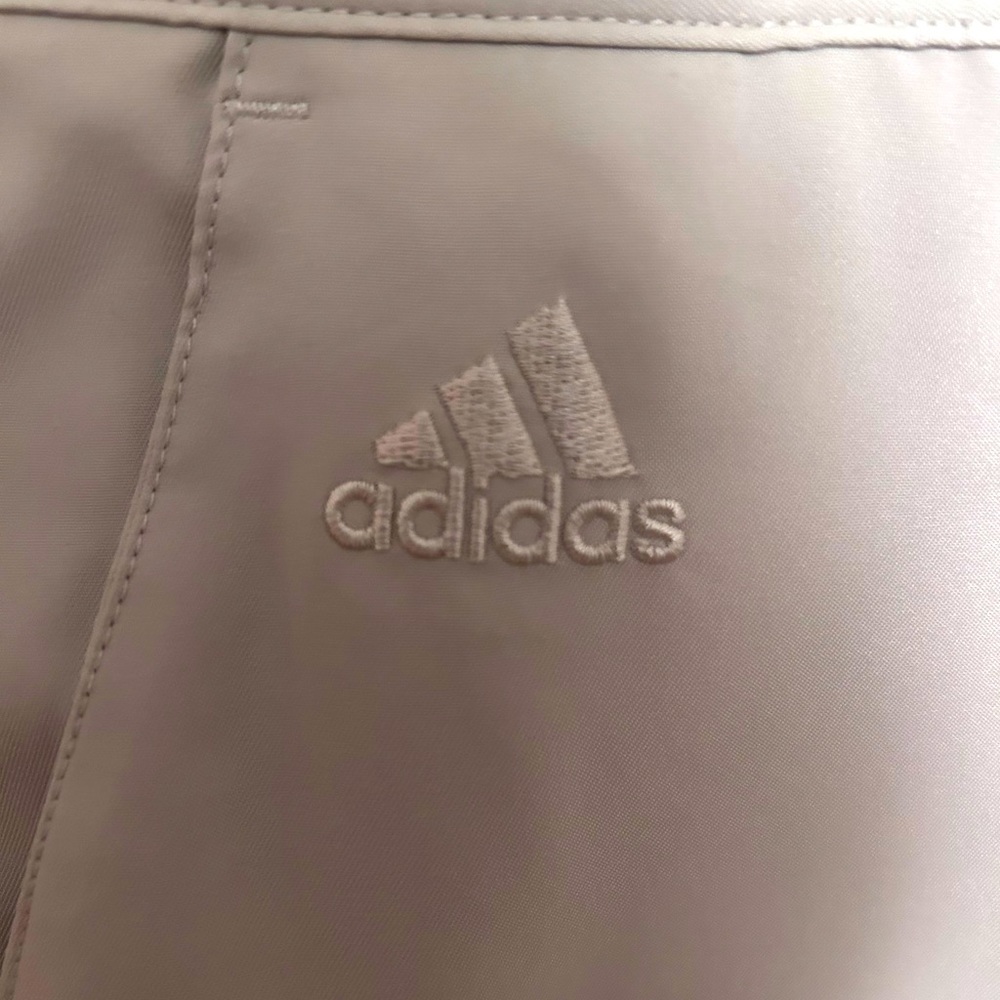 Adidas, light gray premium Golf slacks. 34W-30L